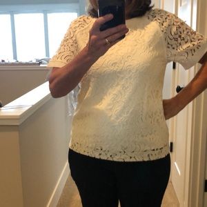 Womens lace blouse with knit liner